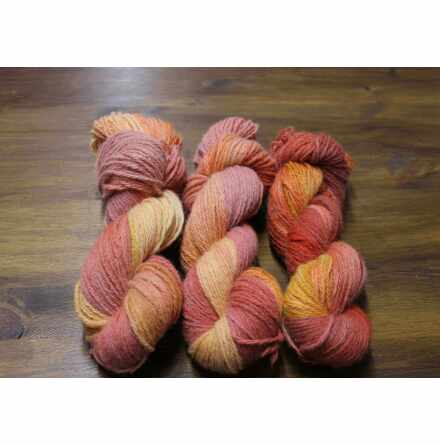 Handf�rgat 3-tr ullgarn raggsockor 100g Solnedg�ng